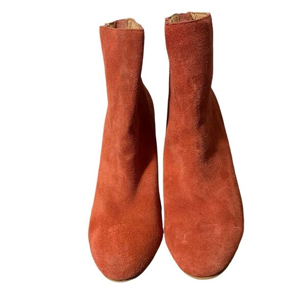 Very Corso Como 10th Anniversary Burnt Orange Suede Ankle Boots Booties Size 7 - Picture 7 of 10